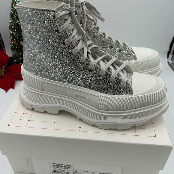 Men’s Alexander, McQueen treadslick crystal sneaker boots size 44 made in Italy - Picture 8 of 9